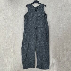 Athleta Topanga Printed Jumpsuit 1X Sleeveless Wide Leg Pockets